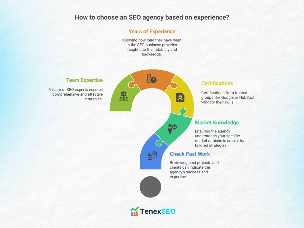 how to choose an SEO agency based on experience - infographics